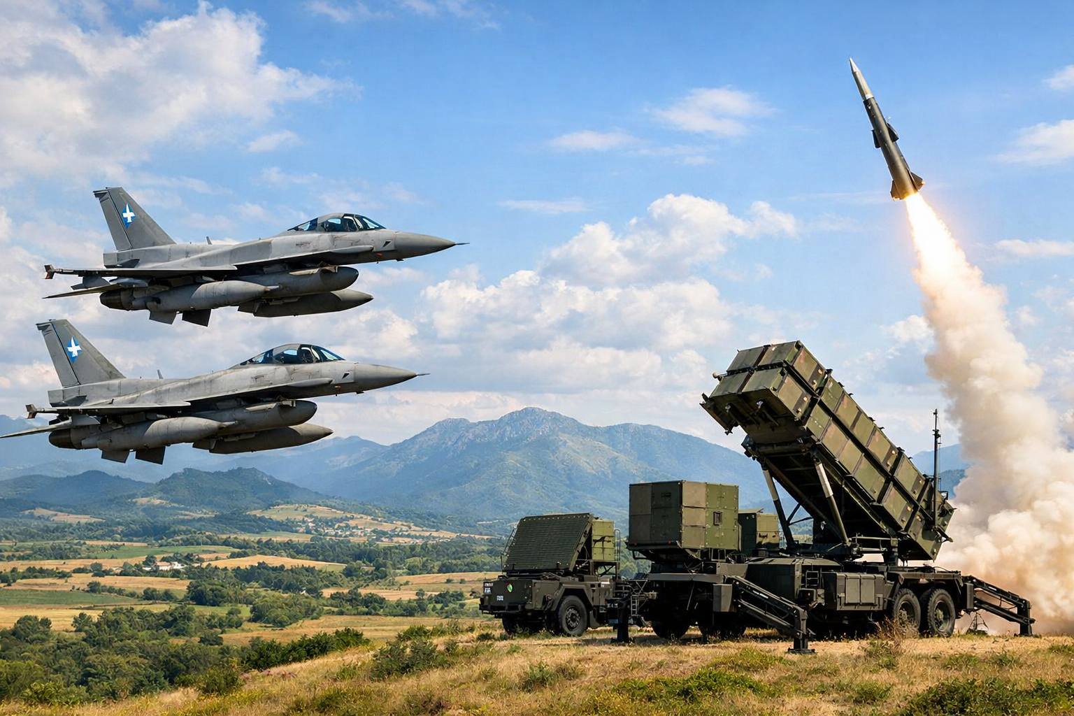 НАТО отбраната на България,F-16 България Гърция,система Пейтриът България,противовъздушна отбрана България,военна сигурност Балкани